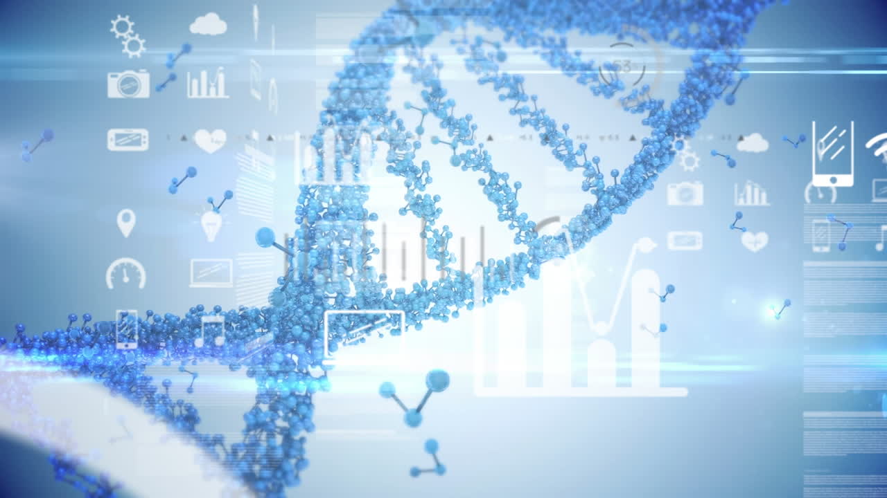 Animation of data processing over dna strand