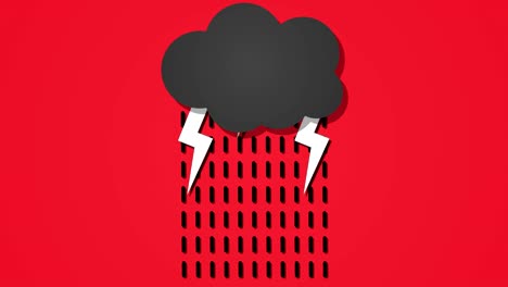 dibujos animados nube de trueno bucle rojo