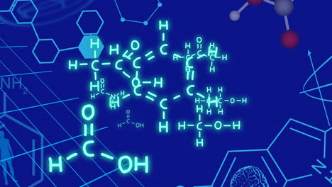 animación del procesamiento de datos científicos y moléculas