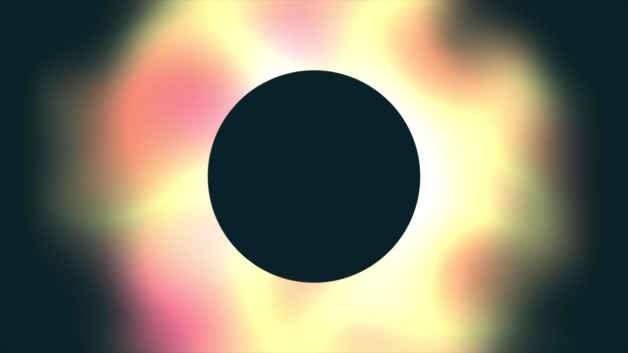 Abstract Animation of a Black Circle with Colorful Glowing Aura