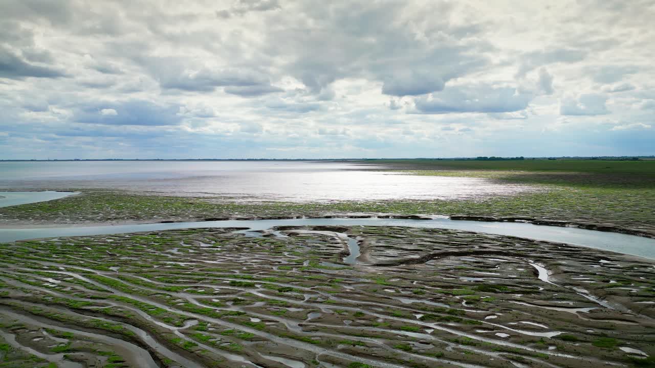 Cracked mud flats in a salt marsh