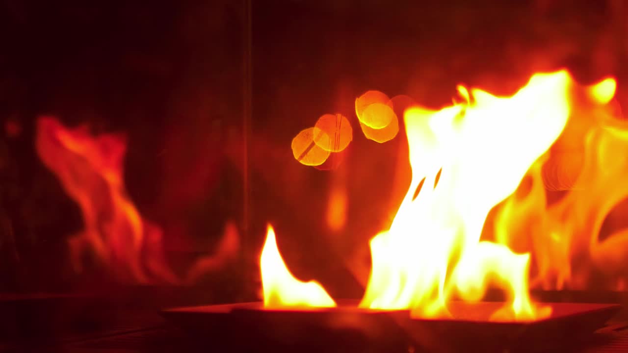 Climatic, warm fire shot in slowmotion