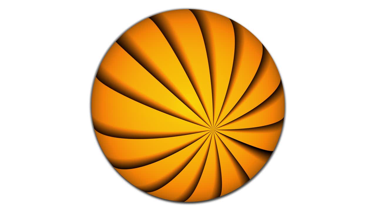 esfera abstracta en movimiento. esfera de color naranja animación giratoria. línea de rayas de color narenja unida a la esfera.