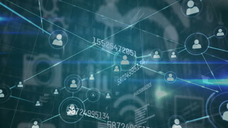 animación del procesamiento de datos y la red de conexiones