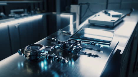 robot design and manufacturing in a futuristic lab