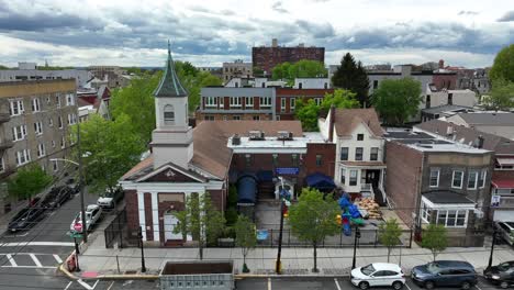 Church-and-neighborhood-homes-in-USA