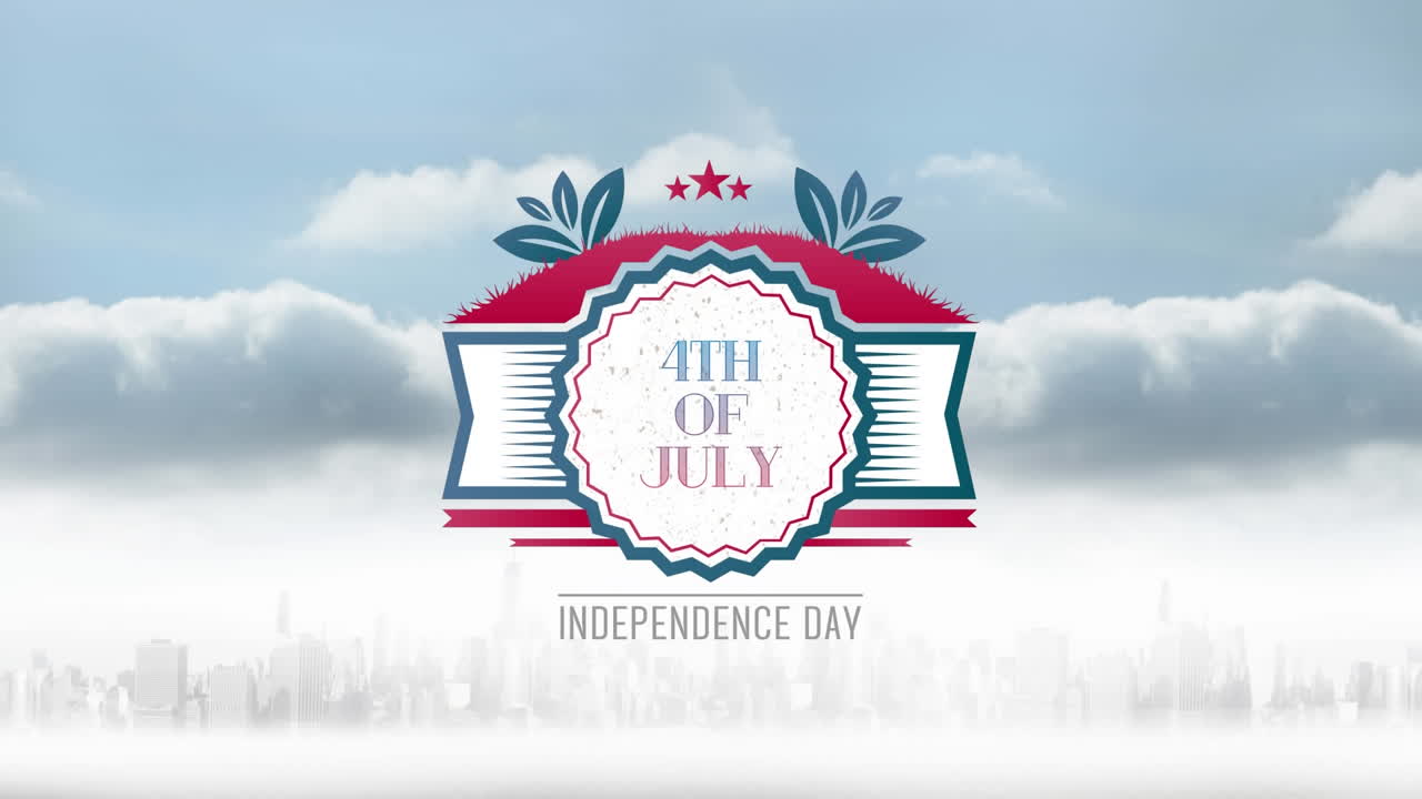 7월 4일 독립기념일 문자의 애니메이션 도시 풍경