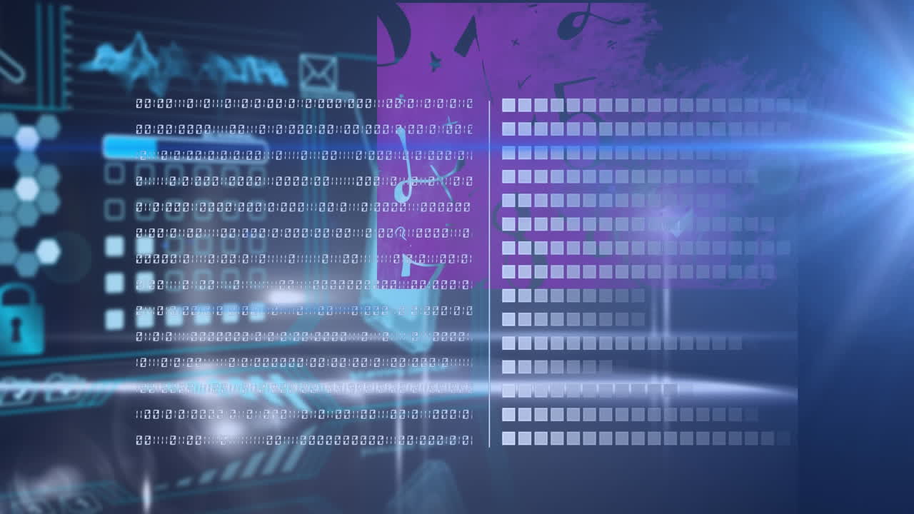 animación de codificación binaria y procesamiento de datos