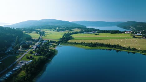 friluftsbyn, drone footage, sunny summer day