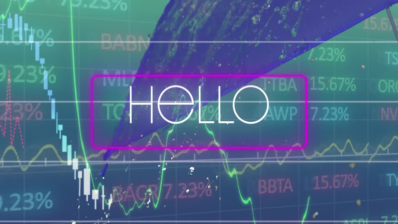 그래프, 숫자 및 추상적인 패턴 위에 거래 보드 위에 직사각형의 안하세요 텍스트의 애니메이션