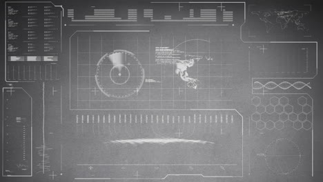 animación de estadísticas y procesamiento de datos sobre un fondo gris