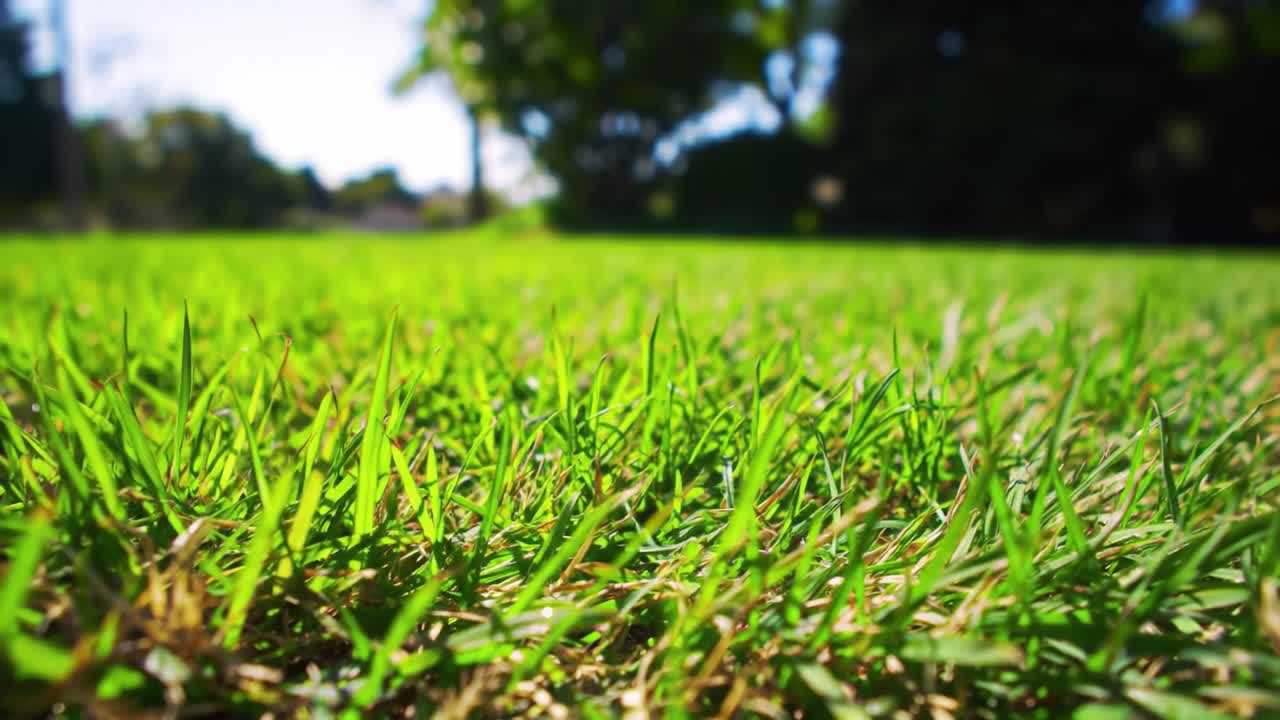 A Serene Close-Up View of Lush Green Grass Concentrating on the Vibrant Texture and Rich Colors Amidst a Peaceful Natural Setting