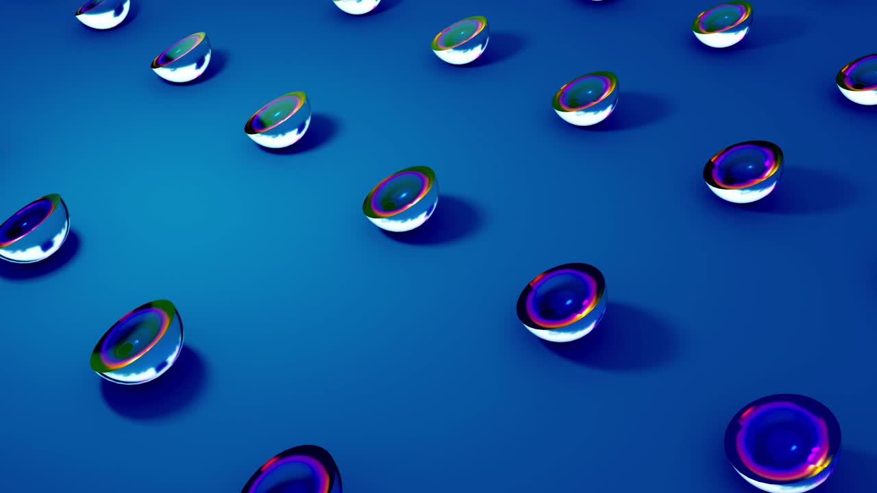 3d 회전 유리 모양으로 잘라진 공의 세트 4k 원활한 루프 애니메이션 영상.