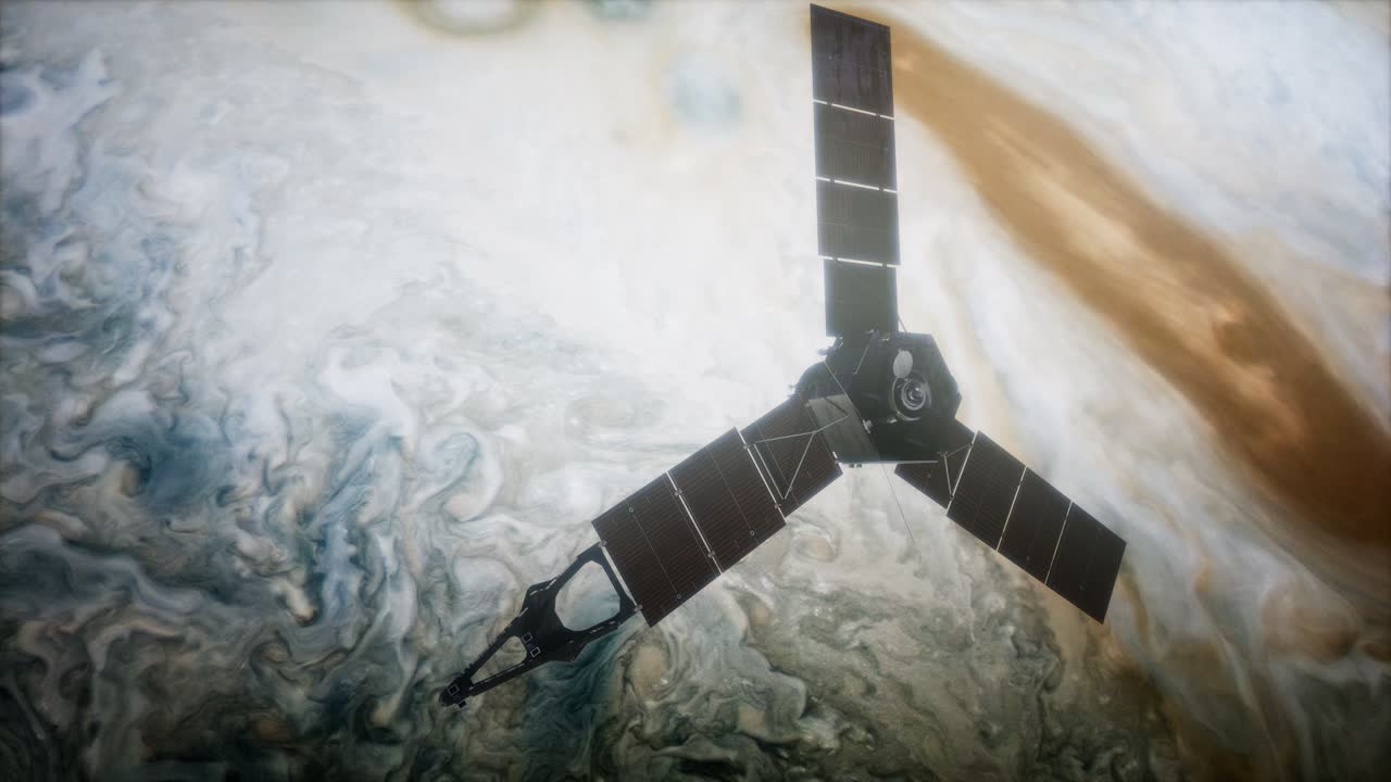 satélite de juno en órbita alrededor de júpiter