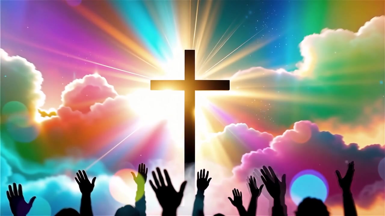 Christian Cross Heavenly Light Worship Background