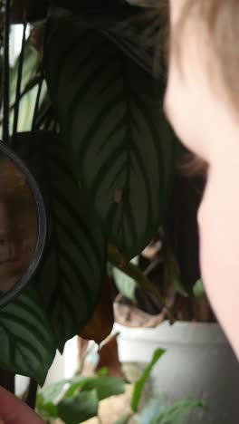 young boy exploring nature