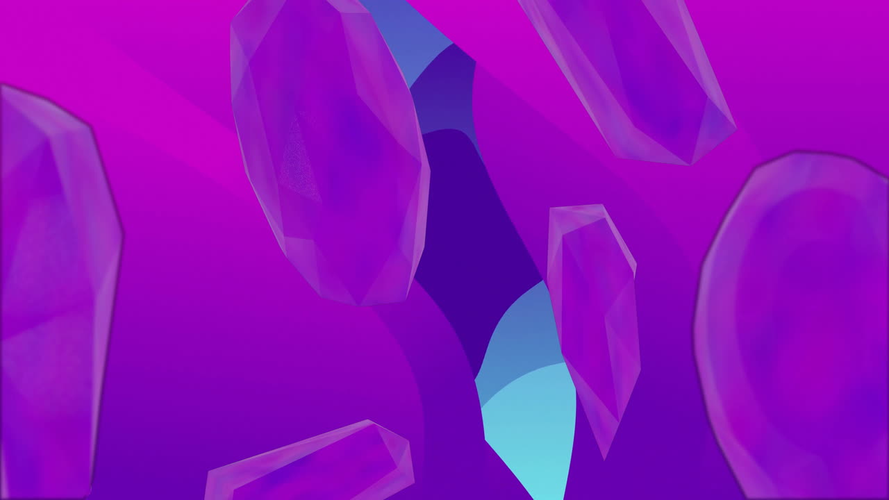 Animation of vibrant purple shapes moving on blue background