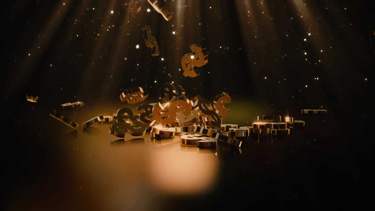 낙하하는 기호의 애니메이션 - 큰 3d 물리학에서 만들어진 애니메이션.