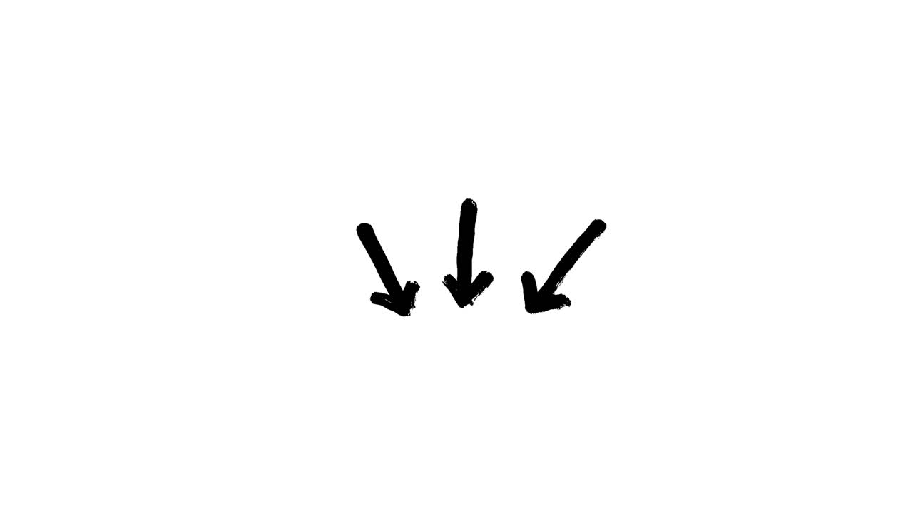 Animated Hand-Drawn Arrows Pointing Down on White Background