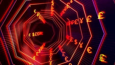 tecnología futurista sin costuras túnel del ciberespacio con bucle de flujo de divisas