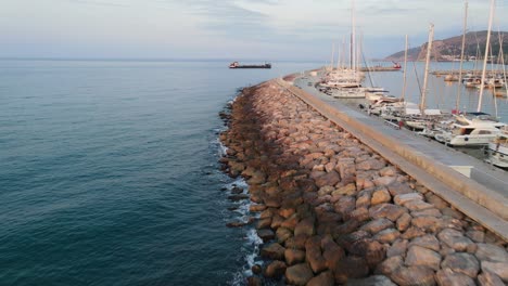 Drone-flight-along-Ginesta-port