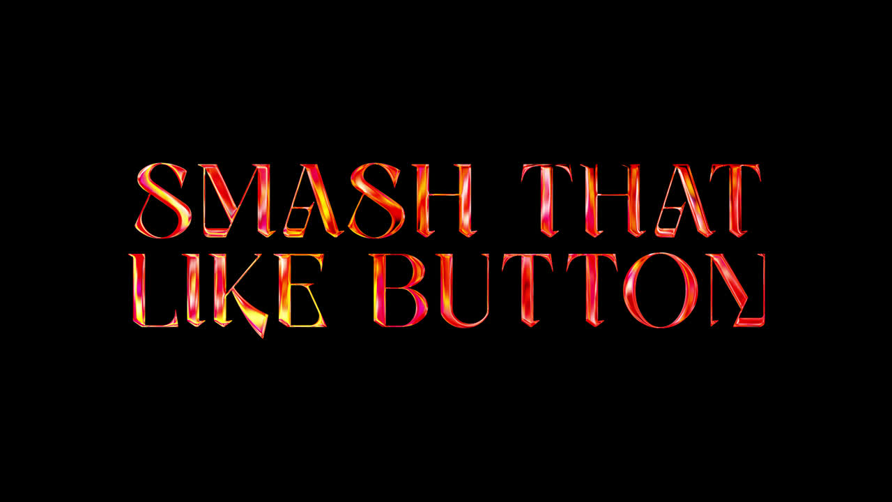 Animated Metallic Text 'Smash That Like Button' on Black