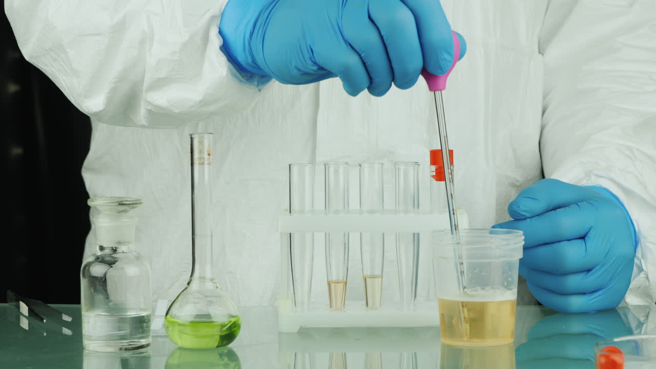 Tecnico di laboratorio esegue un test delle urine