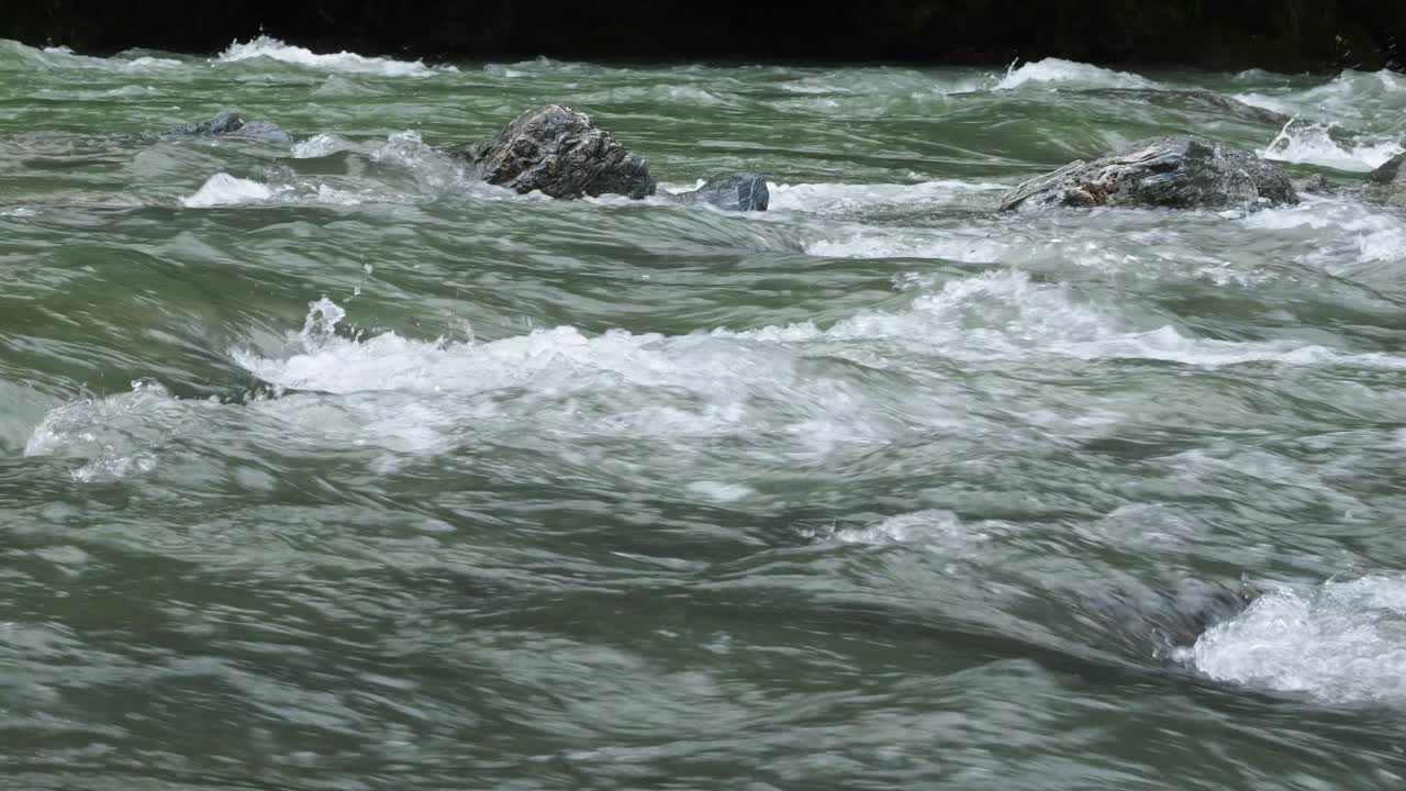 River Rapids, Roaring Billy Falls, Haast, New Zealand - Wide Shot