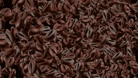 dark coffee grains loop rotating and falling coffee beans animation hot espresso and coffee bean