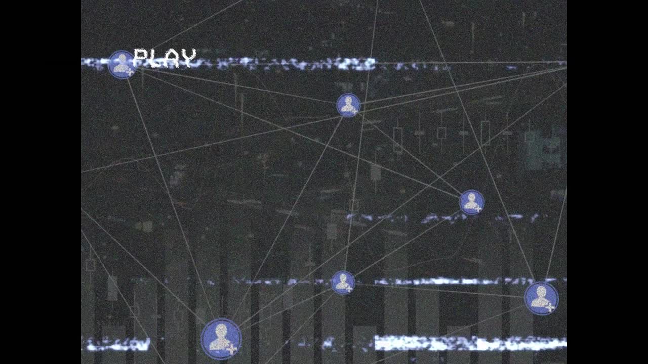 vhs 효과 배경에서 연결 네트워크의 애니메이션