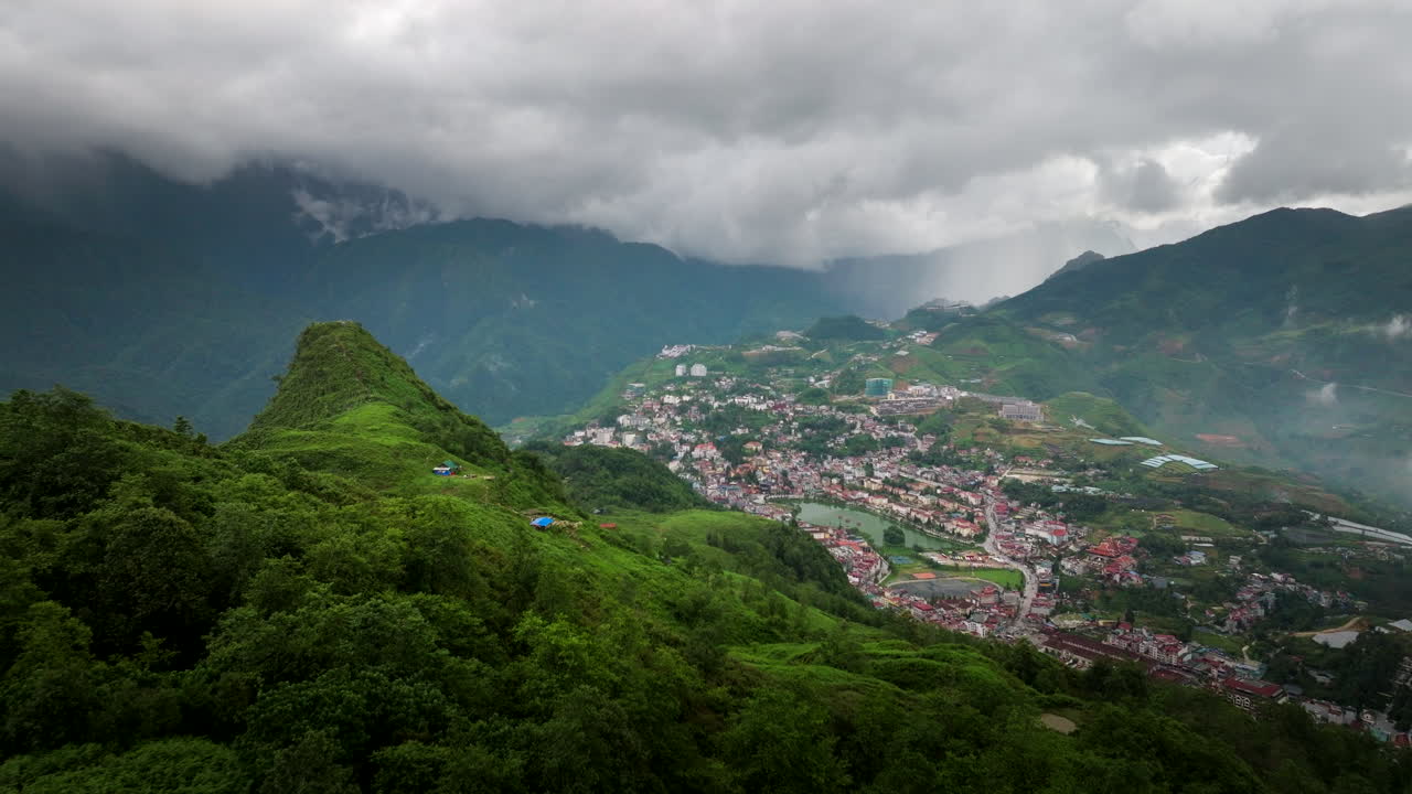Aerial View of Sapa City in Vietnam