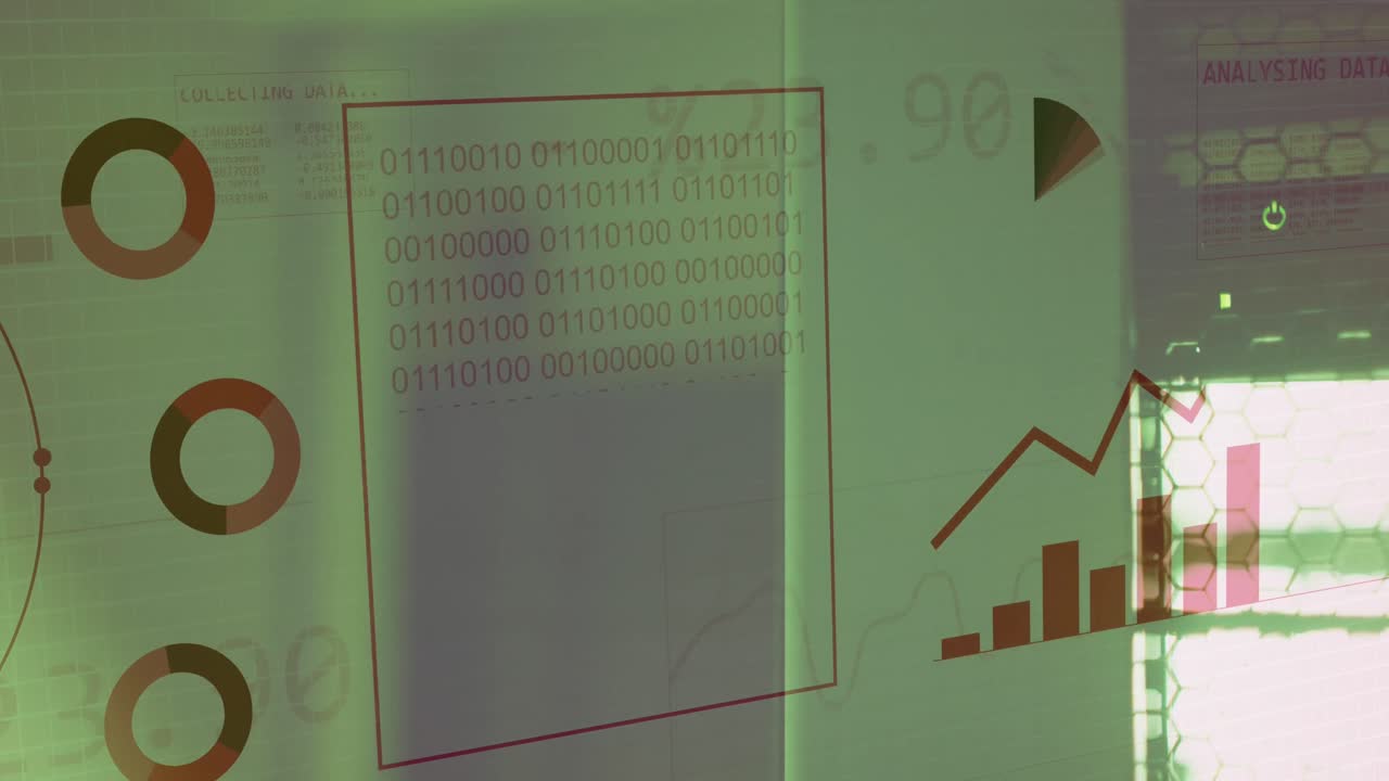animación del globo y procesamiento de datos a través de servidores informáticos