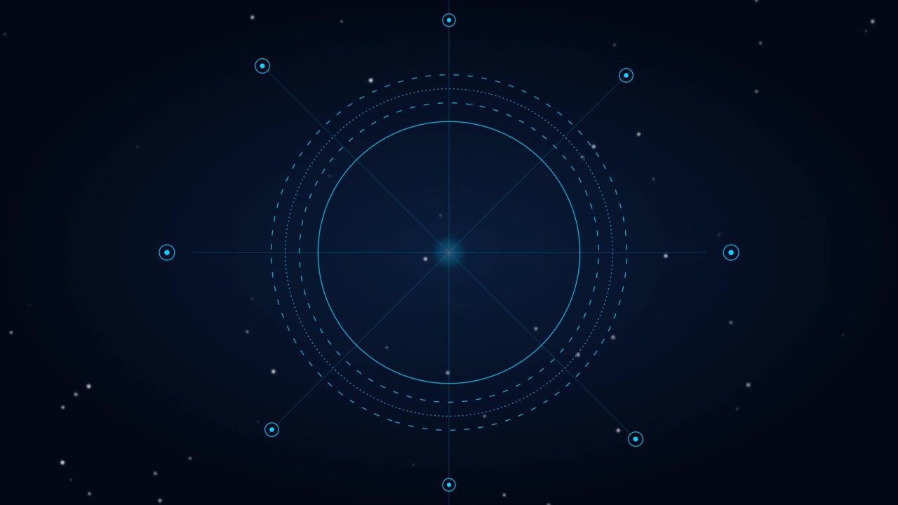 Abstract Digital HUD Interface with Rotating Circular Elements