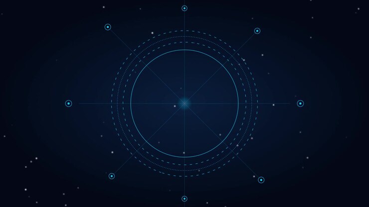Abstract Digital HUD Interface with Rotating Circular Elements