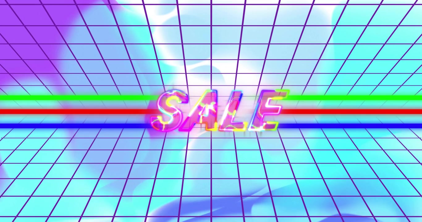 Animaatio, jossa eloisa neon-ALE-teksti retro-ruudukon taustalla.