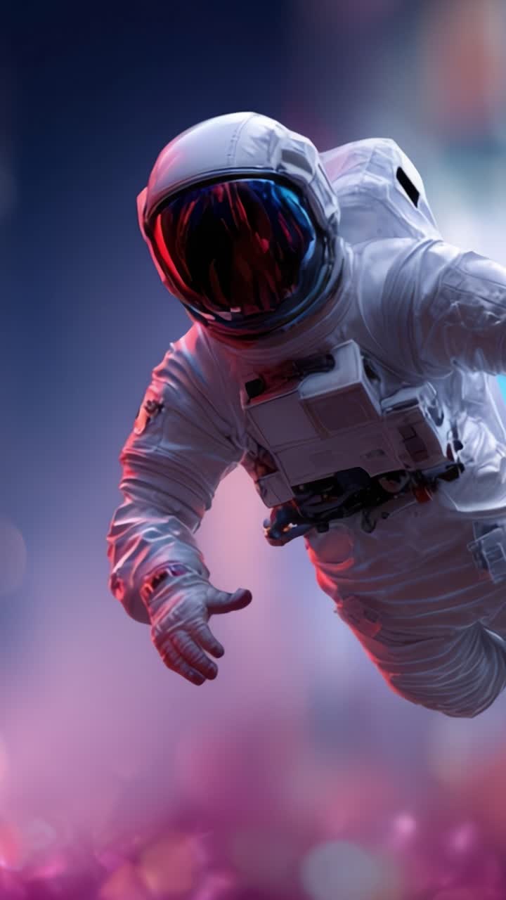 A captivating experience of an astronaut floating in space, showcasing the beauty of the cosmos with vibrant colors and an otherworldly ambiance, evoking adventure and exploration
