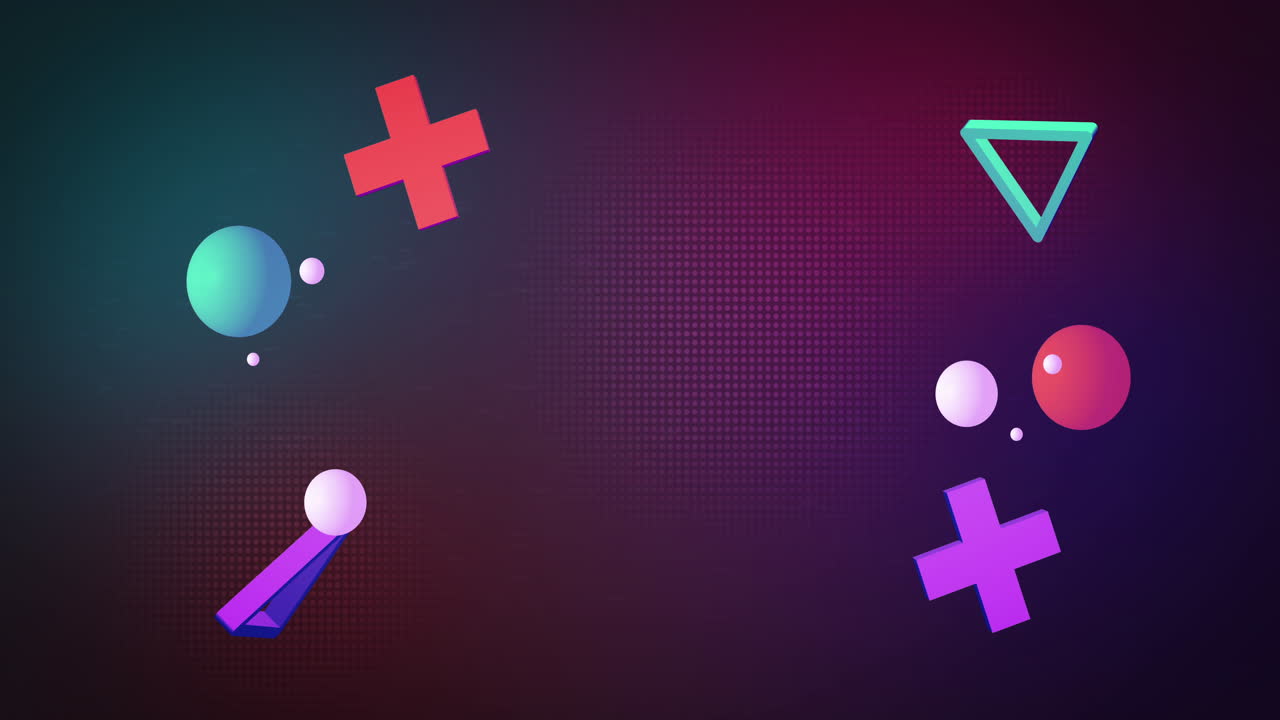 animación de formas coloridas flotando sobre un fondo oscuro