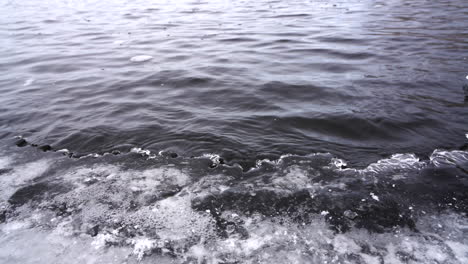 cold water lake with iced edge