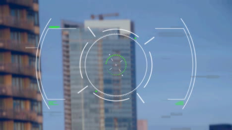 animación de la focalización sobre el distrito financiero de la ciudad borrosa