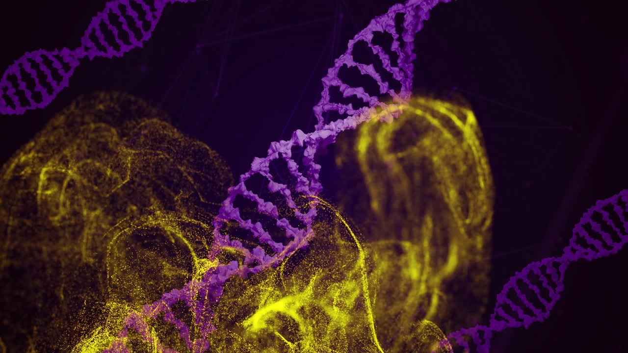 cadenas de adn y estructuras moleculares, animación de investigación científica