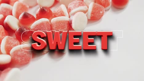 Animation-Von-Süßem-Halloween-Text-über-Geschnitztem-Kürbiseimer-Mit-Süßigkeiten-Auf-Grauem-Hintergrund