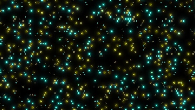 Vibrant blue and yellow dot grid pattern on black background