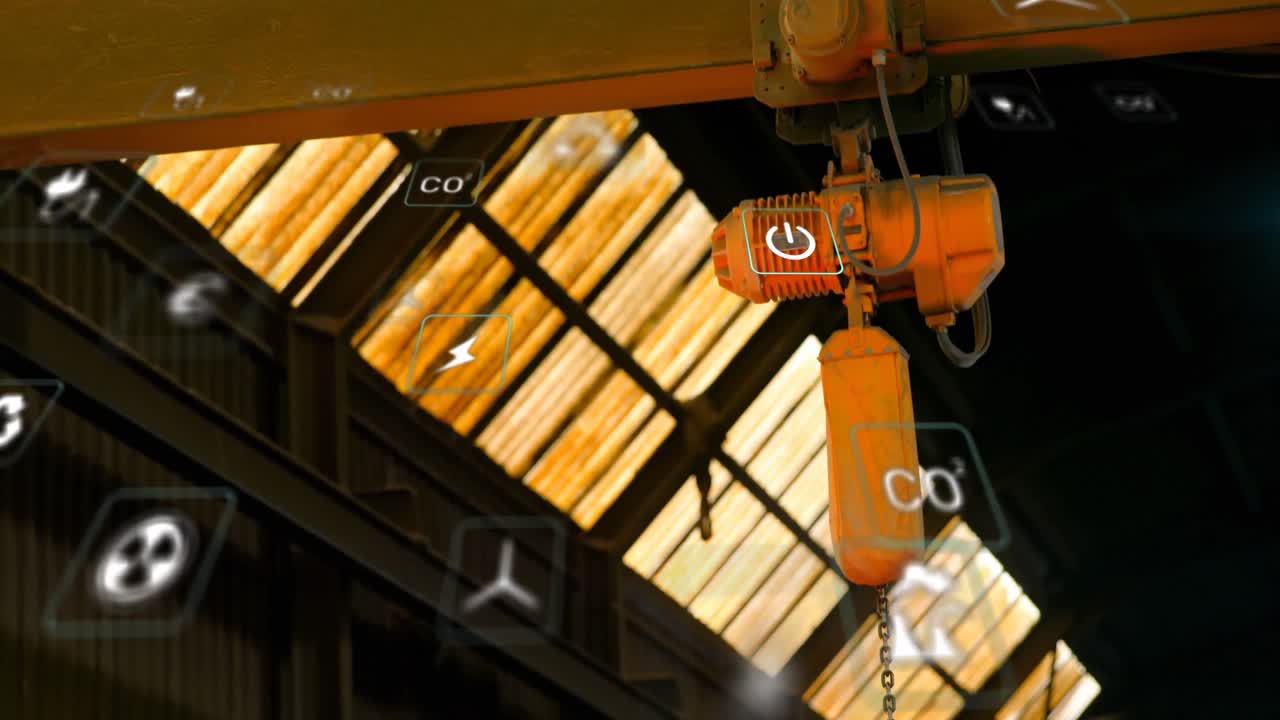 공장 위의 디지털 아이콘의 애니메이션