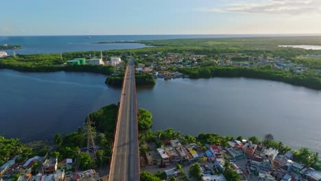 Aerial-View-Of-Puente-Higuamo,-Mauricio-Baez-Bridge-In-San-Pedro-de-Macoris,-Dominican-Republic