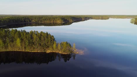 The-forest-tree-line-in-Juodieji-Lakajai-lake-in-Labanoras-regional-park,-Lithuania