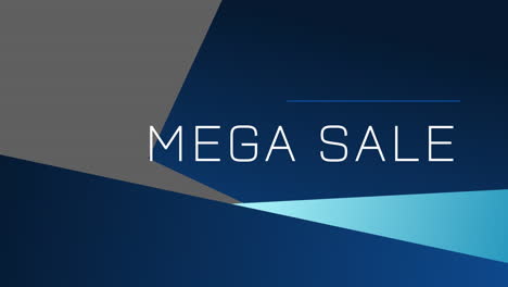 animation of mega sale text over shapes on grey background