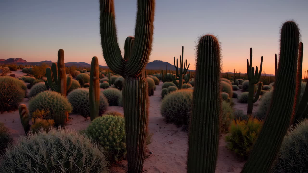 paisaje de cactus del desierto al atardecer