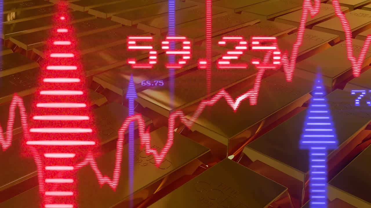 금 금자에 대한 금융 데이터 처리의 애니메이션