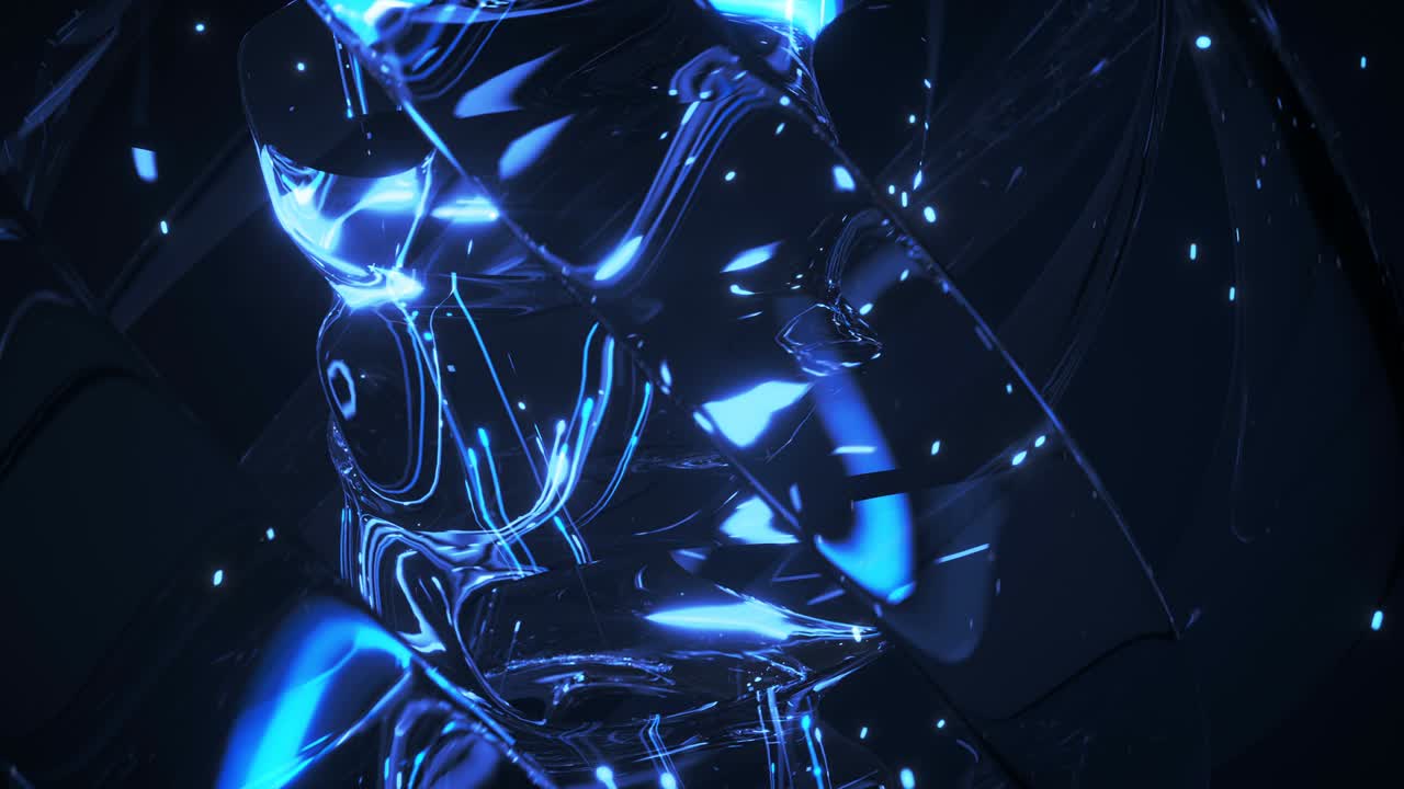 fusión de energía futurista azul 3d render animación de bucle sin costuras