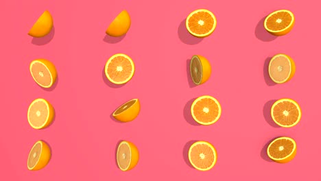 patrón colorido con frutas de naranja - elementos 3d, 4k loopabless bucle aislado, perfecto para la composición digital